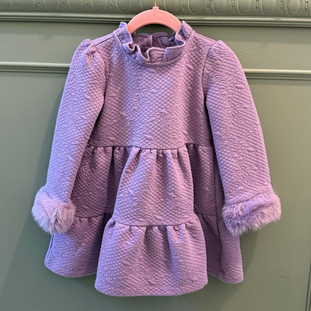 Janie and Jack Lavender Quilted Ruffle Neck Dress
